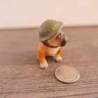 Vintage Mti Mack Truck Mascot Bulldog Figurine Wearing Green Helmet Ceramic Rare
