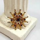 Vintage Rhinestone Starburst Brooch Gold Tone Prong Set Gemstones Mid Century 2 