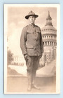 Wwi Army Soldier Capitol Building Studio Real Photo Postcard Rppc