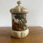 Vintage  Hand Painted Music Box Dresser Jewelry Jar Victorian Lovers