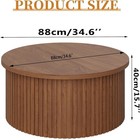 Fluted Lift Top Coffee Table With Hidden Storage  31 6 Inch Round Coffee Tables