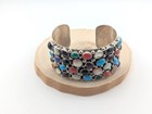 Navajo Bracelet Sterling Silver Stone Cluster Signed Native American Sz 7