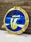 Old Brass Porthole Hatch     Marine Ship Window With Painted Glass Wall D  cor