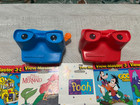 Huge Lot Of Vintage View Master 3-d Reels And Blue   Red Viewer Disney Mickey 
