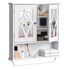 Large Wall-mounted Bathroom Medicine Cabinet With Mirror   Towel Bar - White Sto