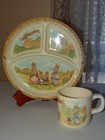 Vtg 2pc Pecoware Childs Sweet Bunny Family Dinnerware Set Melamine Plate Cup