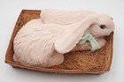 Handmade Large Heavy Pink Bunny Rabbit Figurine In Basket - Classic 11 San Diego