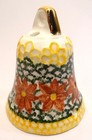 England Blp Babbacombe Pottery Funnel Pie Bird Christmas Bell Poinsettia W gold