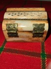 Antique India Carved  Brass Jewelry Trinket Box W Latch