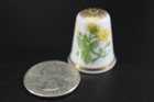 Spode Thimble Yellow Flowers Gold Top England Bone China Sewing Collectible