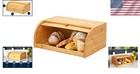 Spacious Bamboo Bread Box With Roll Top - Perfect For Countertop Organization