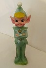 Vintage Mcm Pixie Elf Figurine Christmas Ceramic Mint Green Japan 10    Some Flaws