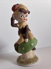 Vintage Elf Pixie Fairy Gnome Sprite Imp On Mushroom Figurine Ladybug Easter