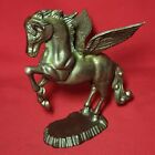 Vtg Solid Brass Pegasus Statue Flying Winged Mythical Horse Flowing Mane Fantasy