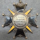 1910 European 1st Place Cycling Enameled Badge Beautiful Condition Radlerhort 