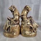Pair Of Vintage Armor Bronze Reading Robed Monk Bronze Bookends Made In Usa