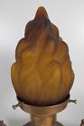 Rare Antique Art Deco Dark Satin Amber Torch Flame Shade Glass Lamp