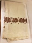4 Piece Lot 1970s Sheer Lace Floral Curtain Vintage Daisies Flowers Brown 49x47 