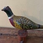 Vintage Handmade Hand Painted Wooden Pheasant Carving