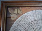 Vintage   Antique Authentic Japanese Design Fan Framed Gold Velvet W  Gold Rose