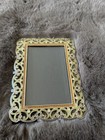 Enamel Picture Frame Ornate Filigree Scroll Rhinestone 4 X 6 Photo
