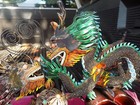 Incredible Pair Of Chinese Enamel Silver Wire Fighting Dragons With Coral