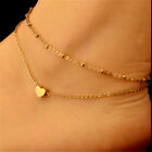 Double Layer Gold Plated Heart Anklet Ankle Bracelet Foot Chain