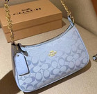 Coach Teri Shoulder Bag Signature Chambray Light Blue Ch139 New Fast Shipping