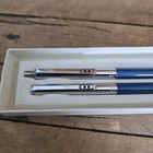 Vtg 1979 Paper Mate Double Heart Profile Blue   Chrome Pen   Pencil Set Usa 