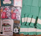 Lg Lot Of Embroidery   Cross Stitch Items Fabric 6 Hand Towels Christmas Kits  