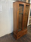 Used Clean Vintage Pine Wood Gun Case 8 Gun Slots Glass Storage Drawer Hunting
