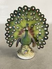 Set Of 2  Vintage Lefton Peacock Ceramic Figurines - Japan 6    Tall - Mint 