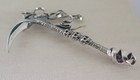 Grim Reaper Skull Sickle Scythe Blade Sterling 925 Silver Pendant