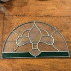 Vtg Stained Glass Arched Small Transom Window Panel 12 5x7 5    Green   Opalescent