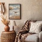 Vintage Framed Coastal Wall Art  Impressionist Sandpiper Bird Canvas Painting   