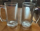 Heavy Clear Glass Sports Beer Stein Mug With Handle 16 Oz   7  Set Two
