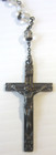 Vtg Sterling 925 Crucifix Rosary -clear Glass Beads- Religious Pendant Necklace   