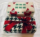 New Christmas Needlepoint Covered Brick Doorstop Santa Or Red Bow - You Choose