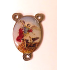 Saint Michael - Ox Silver Tone Rosary 1 Inch Centerpiece