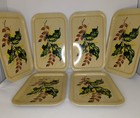 Vintage Mid Century Retro Set Of 6 Metal Leaf Tropical Snack Trays