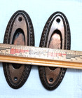 Lot Of 2 Vintage Victorian Ornate Japanned Recessed Window Sash Lift Pulls