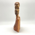 Vintage Hand Carved Aftican Wood Bust Statue Folk Art Sculpture Decor