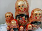 Stunning  Lge Russian Matryoshka Fairy Tale Nesting Dolls  10 Piece 10 5  Signed