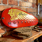19 X8  Embossed Retro Style Metal Indian Motorcycle  Gas Tank  Sign   ships Free