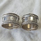 Gorham Sterling Silver  925 Rope Pattern Napkin Rings Monogrammed Set Of 2