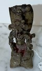Antique 18th Century Hindu Bronze Statue Of A Setated Lord Ganesha - From India