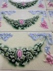 Tiles 6x3 Inch H r Jhonson Rare Vintage Antique Garland Green Pink   Blue 1920s
