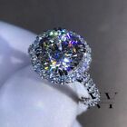 Certified Moissanite 3 00 Ct Round Cut Halo Engagement Ring Solid 14k White Gold
