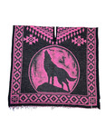  Mexican Poncho    Howling Wolf   Adult Gaban   One Size    Pink  - Black