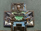 Antique Russian Bronze Enamel Icon the Crucifixion With The Mourners 19thc